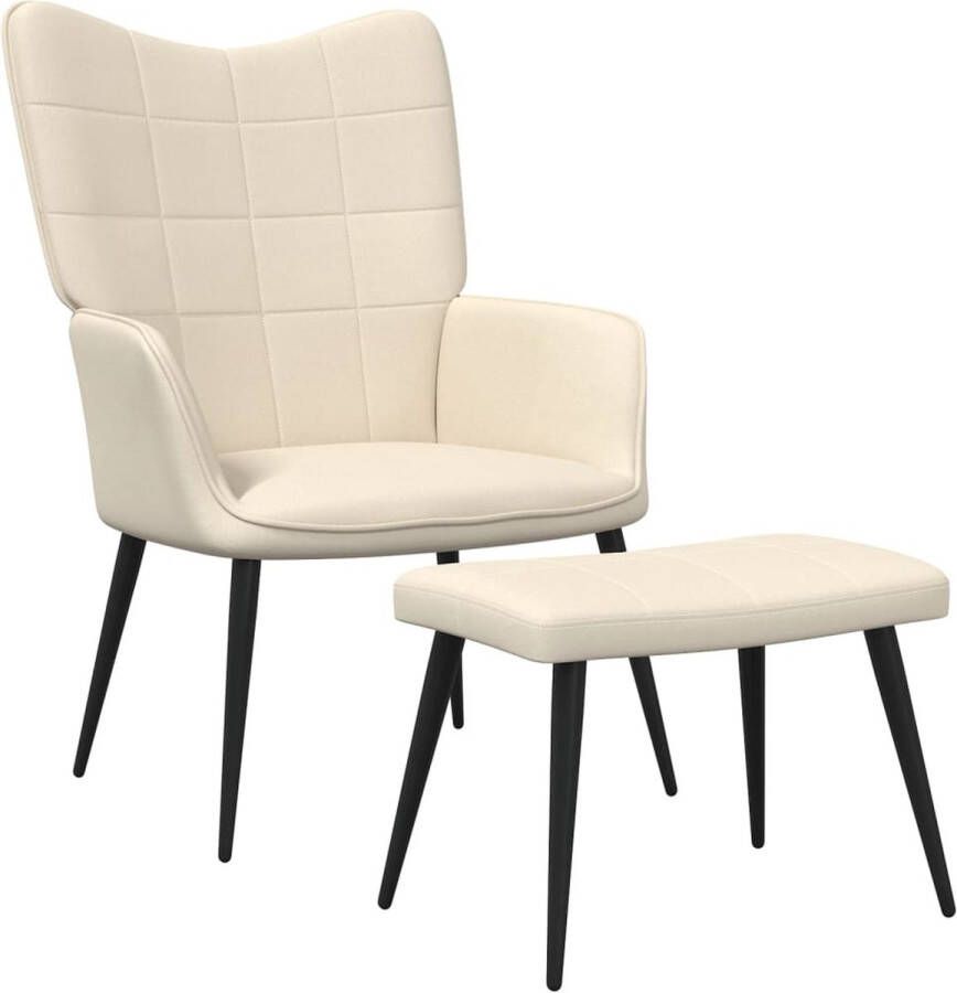 The Living Store Relaxfauteuil naam Stoel 61 x 70 x 96.5 cm Kleur- crème - Foto 2