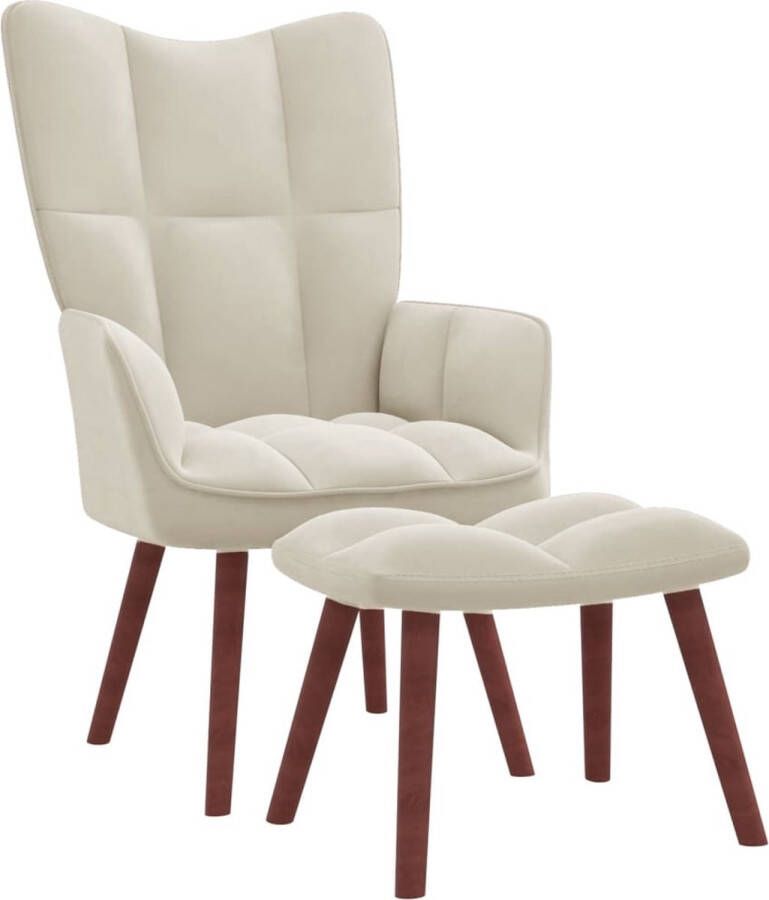 The Living Store Relaxstoel 61.5 x 69 x 95.5 cm Crèmewit fluweel afmetingen 47 x 32 x 38 cm Comfortabel en duurzaam Relaxfauteuil Lounge Stoel Fauteuils Loungestoel Velvet Bank - Foto 3