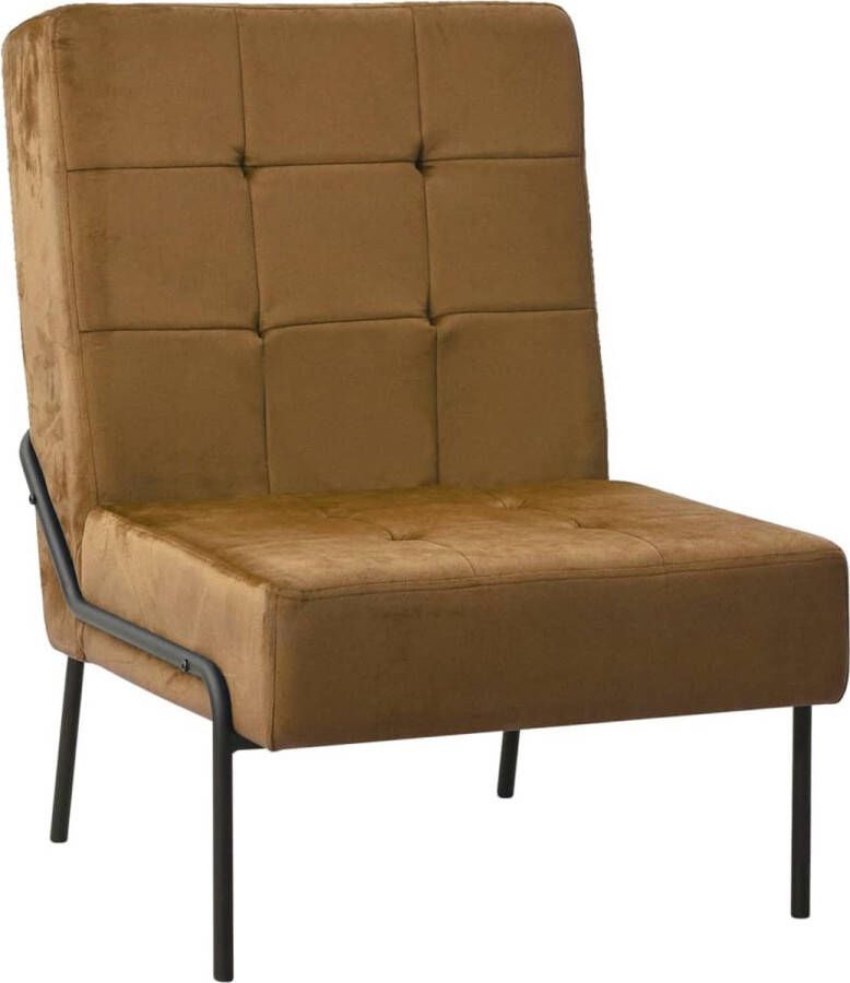 The Living Store Relaxstoel Velvet Bruin Zwart 65 x 79 x 87 cm Ergonomisch ontwerp - Foto 2
