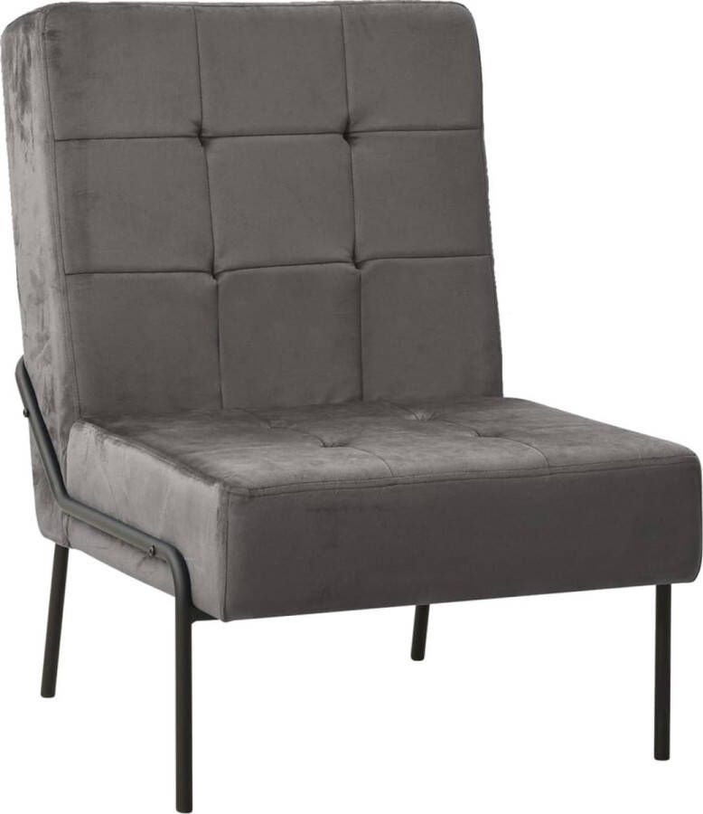 The Living Store Relaxstoel Fluweel Donkergrijs Zwart 65 x 79 x 87 cm Ergonomisch ontworpen - Foto 2