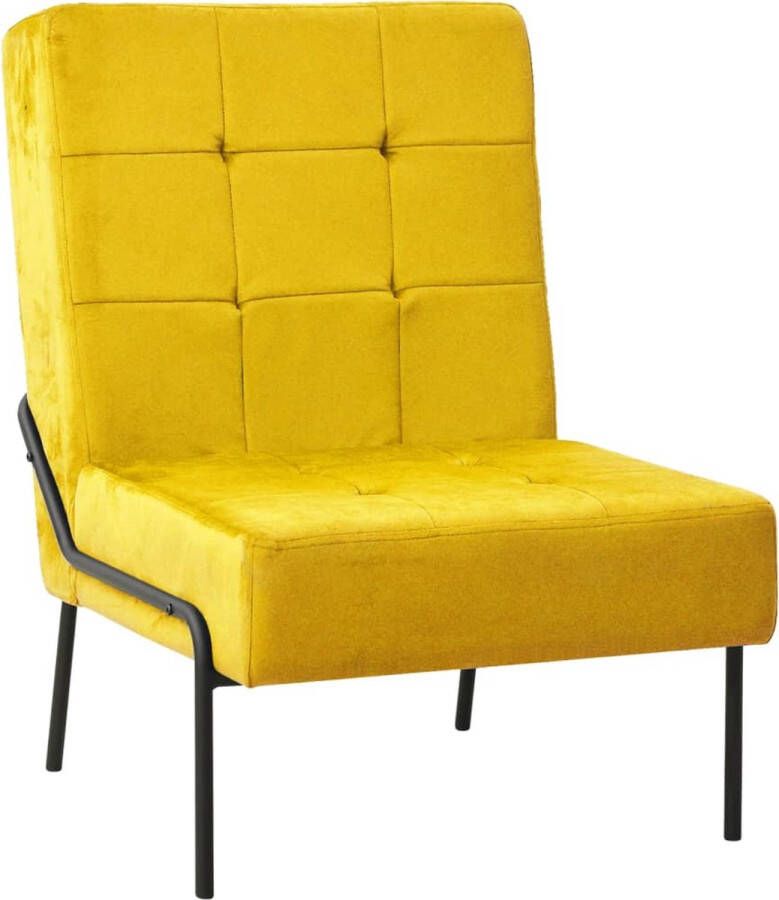 The Living Store Relaxstoel woonkamerstoel 65x79x87 cm mosterdgeel en zwart fluweel METAAL 110 kg - Foto 2