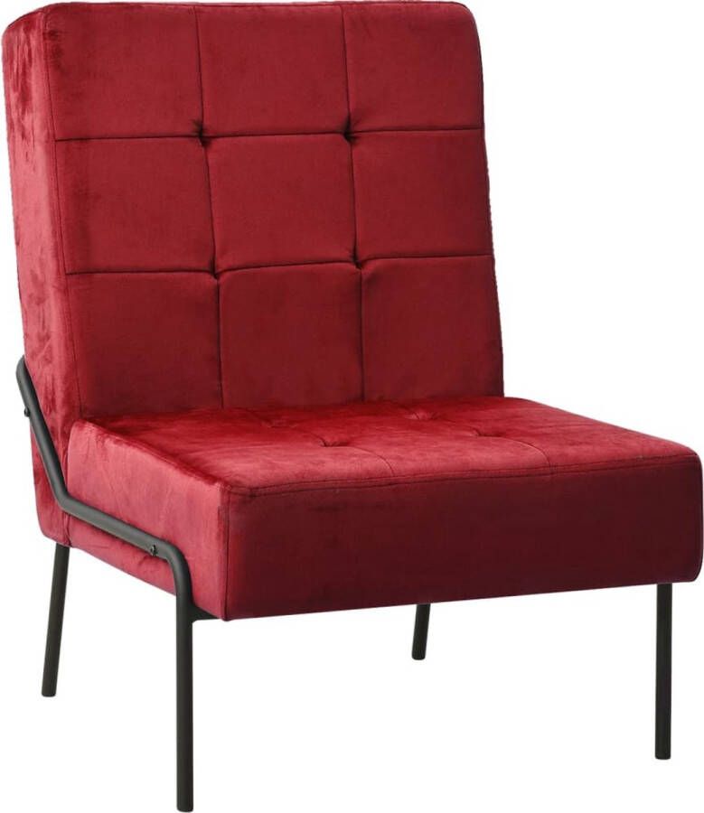 The Living Store Relaxstoel 65x79x87 cm Kleur- wijnrood en zwart Relaxstoel Lounge Chair Fauteuils Velvet Meubels Rode Bank - Foto 2