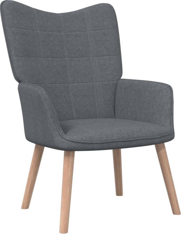 The Living Store Relaxstoel Blokpatroon 61.5 x 69 x 95.5 cm Donkergrijs Relaxfauteuil Lounge Stoel Donker Grijze Stoel Blokkpatroon Stoel Fauteuils - Foto 2
