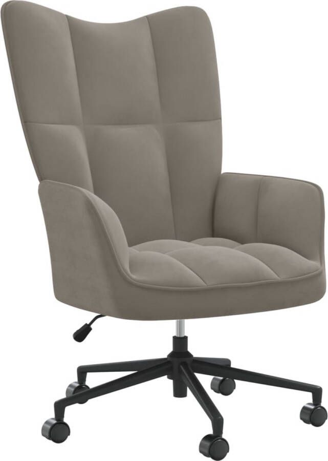 The Living Store Relaxstoel Blokpatroon Lichtgrijs 61.5 x 69 x (94.5 102) cm Gasveermechanisme Relaxstoel Lounge Stoel Fauteuils Ergonomische Stoel Kantoorstoel - Foto 2