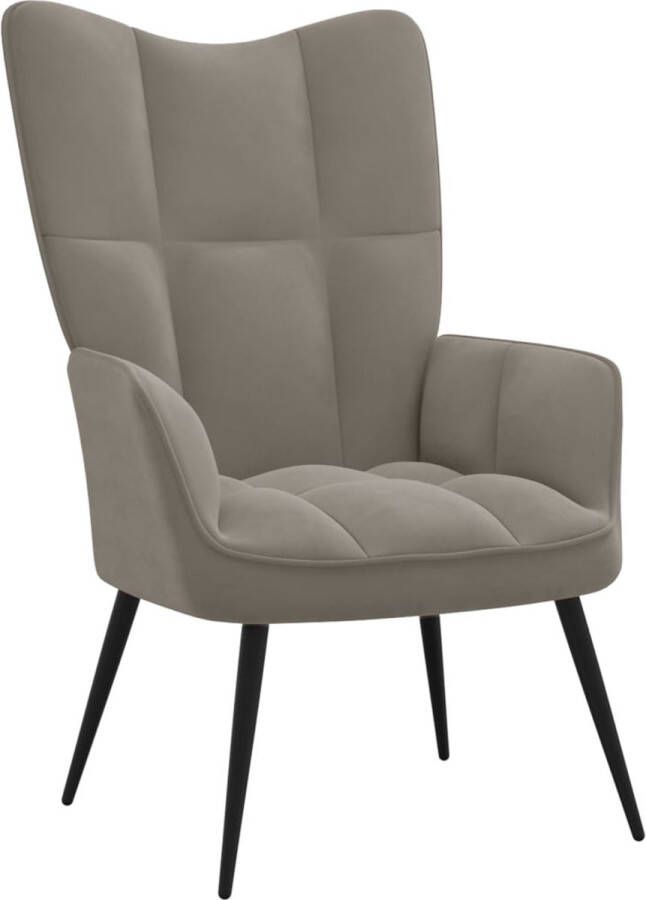 The Living Store Relaxstoel Chic en elegant Stalen frame Lichtgrijs Fluweel 61 x 70 x 96.5 cm Relaxstoel Fauteuil Lounge Chair Fluweel Grijs - Foto 4