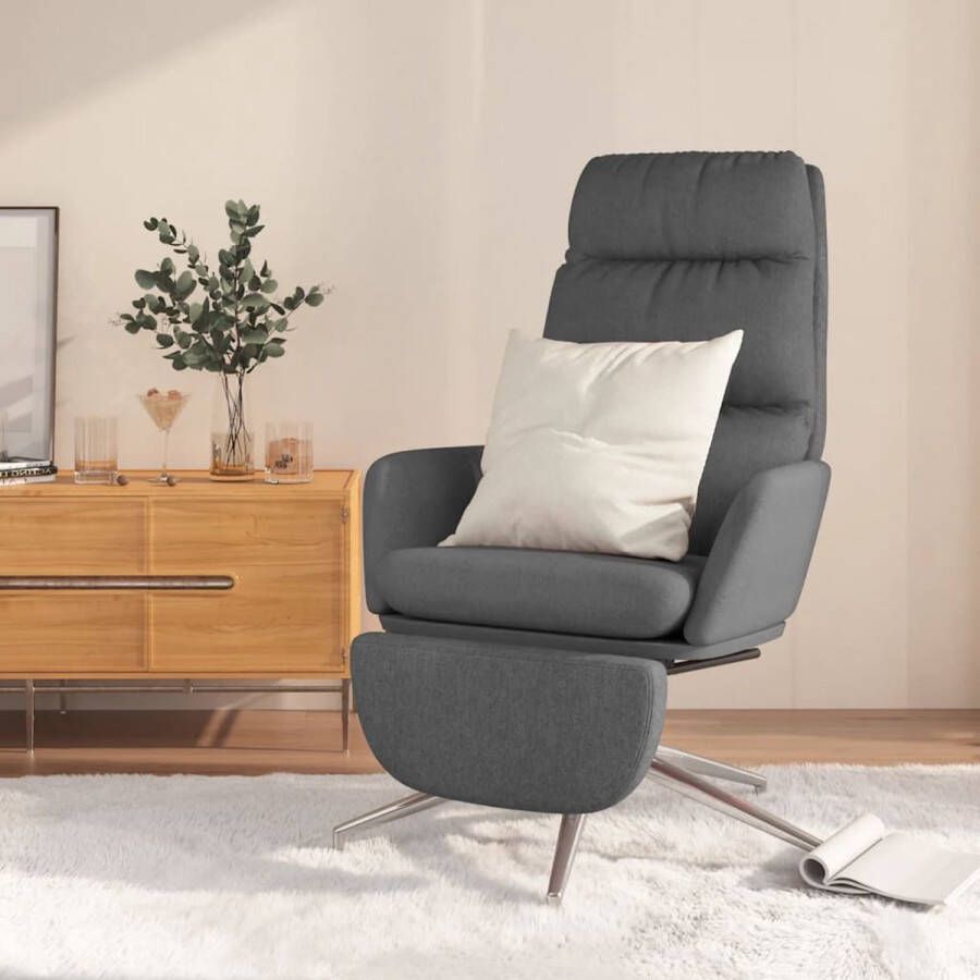 The Living Store Relaxstoel Comfortabele Donkergrijs 70 x 77 x 98 cm Ademend en duurzaam Metaal multiplex 360 graden draaibaar - Foto 2