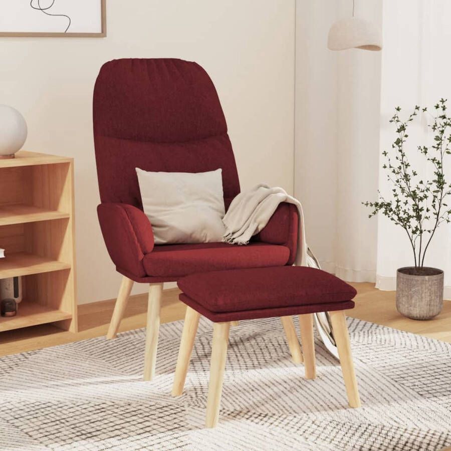 The Living Store Relaxstoel Comfortabele stoel met voetenbank Wijnrood 70x77x98 cm - Foto 2