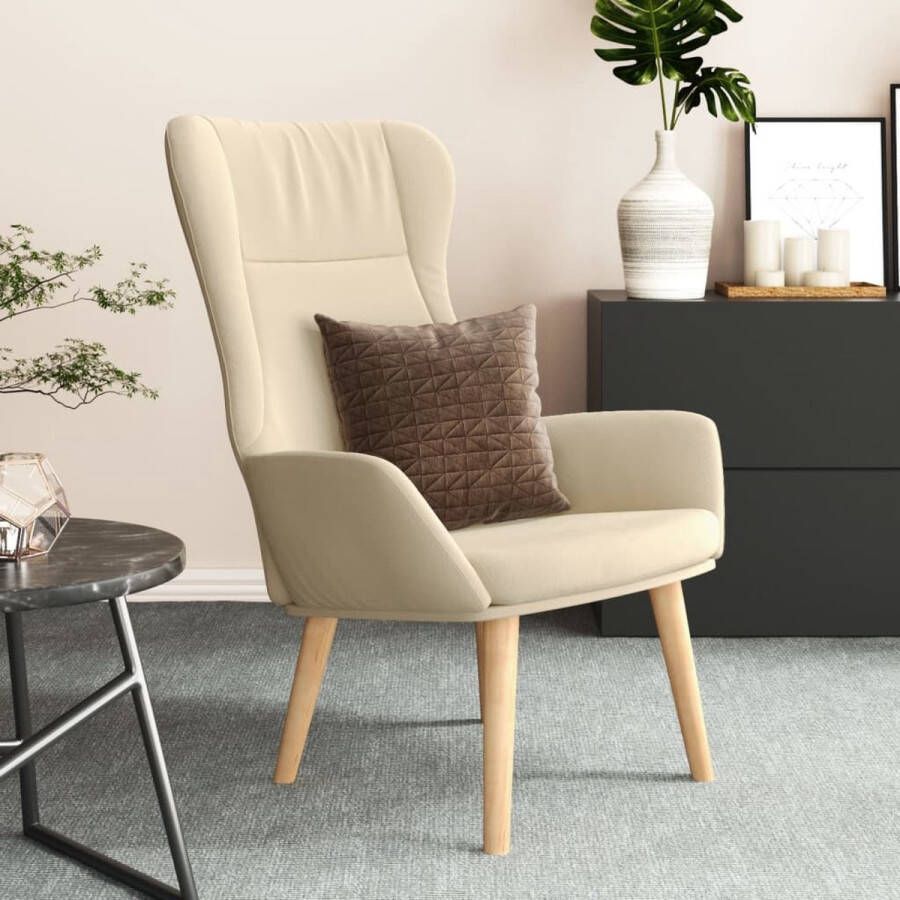 The Living Store Relaxstoel crème 70x77x94 cm stabiel frame Relaxstoel Fauteuils Lounge Chair Stoffen Meubels Creme Kleuren - Foto 2