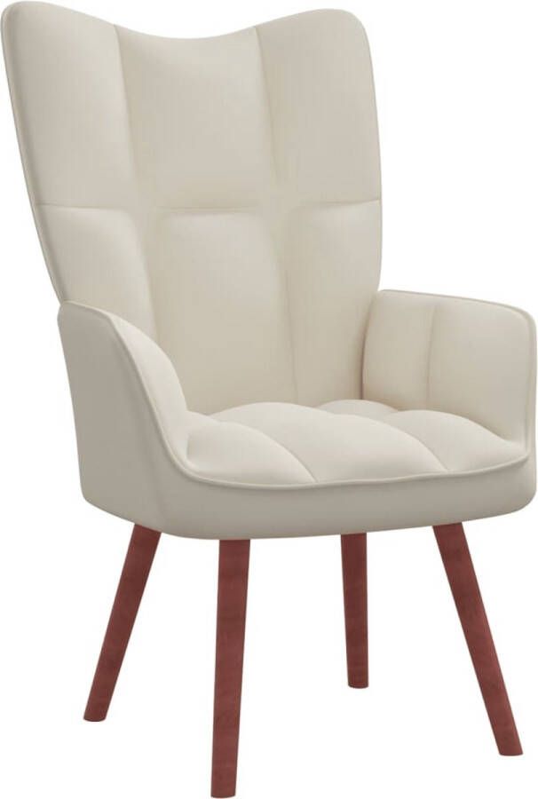 The Living Store Relaxstoel Crèmewit Fluweel 61.5 x 69 x 95.5 cm Stabiel en Duurzaam Relaxstoel Fluweel Creme Wit Lounge Stoel Fauteuils - Foto 3