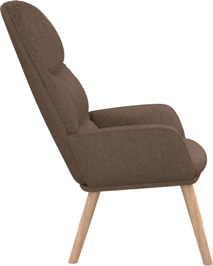 The Living Store Relaxstoel Dik gevoerd Zacht aanvoelende stof Metalen frame en rubberwood poten Optimaal comfort Kleur- taupe Afmetingen- 70x77x98 cm - Foto 2