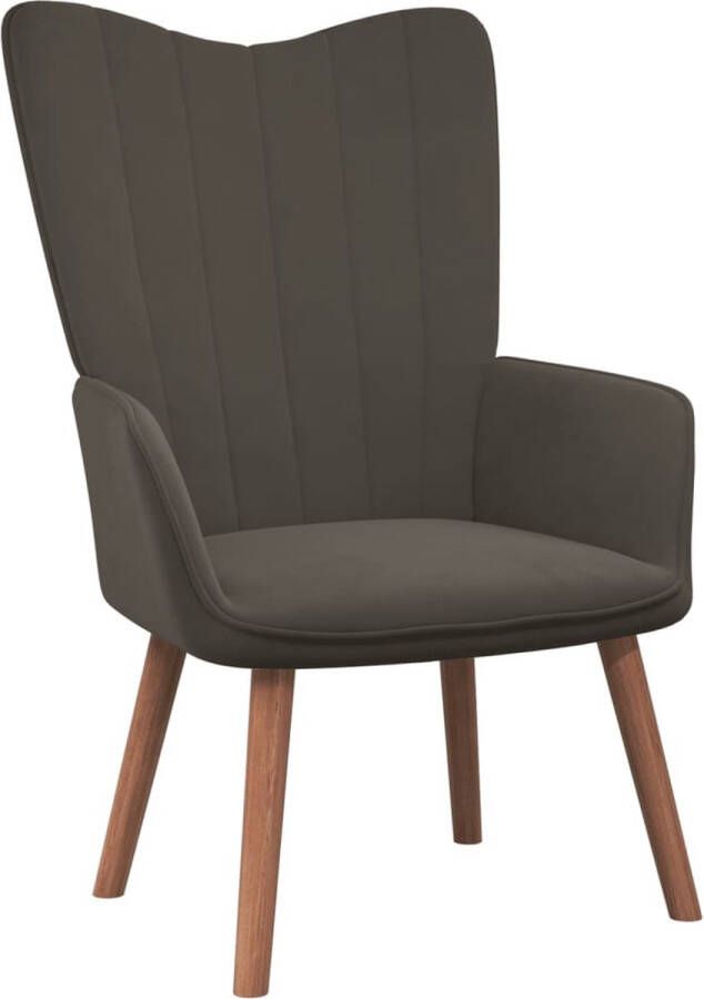 The Living Store Relaxstoel Chic Donkergrijs Fluweel 62x68x91 cm 360 graden draaibaar Relaxfauteuil Donker Grijs Fluweel Lounge Stoel Fauteuils - Foto 5