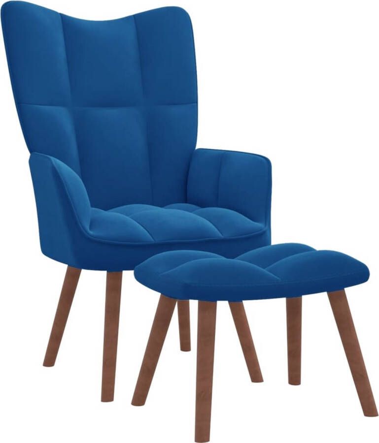 The Living Store Relaxstoel Elegance Stoelen 61.5x69x95.5 cm Blauw Fluweel - Foto 2