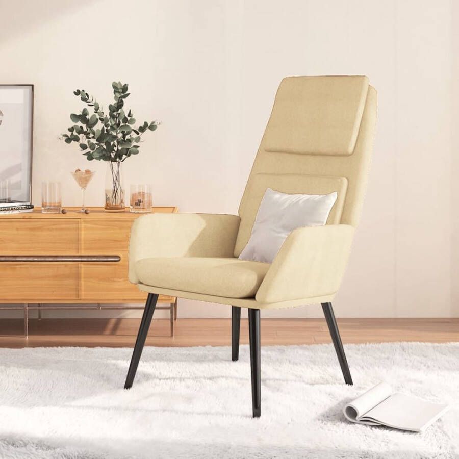 The Living Store Relaxstoel Fauteuil Crème 70 x 77 x 98 cm Dik gevoerd - Foto 2