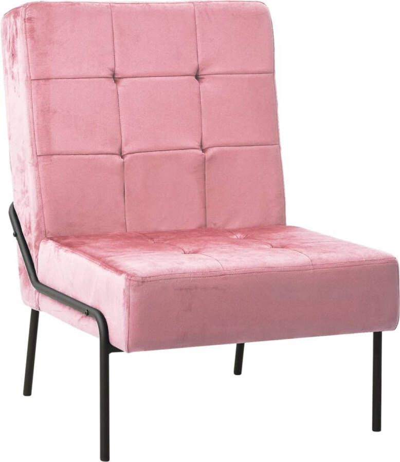 The Living Store Relaxstoel Fluweel 65 x 79 x 87 cm Roze Zwart Max 110 kg - Foto 2
