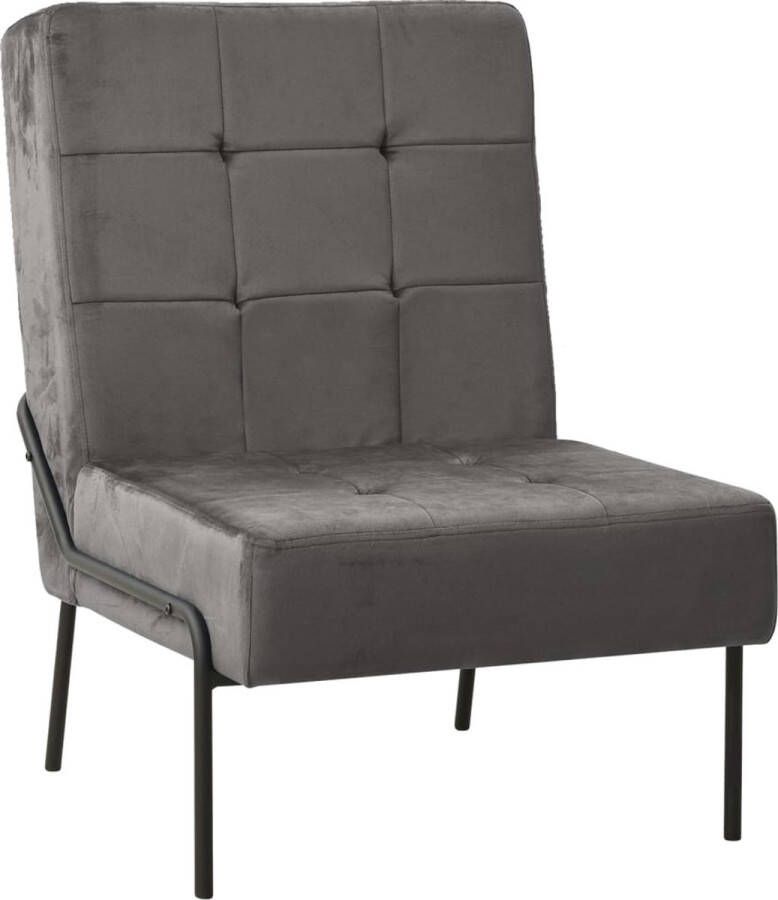 The Living Store Relaxstoel Fluweel Donkergrijs Zwart 65 x 79 x 87 cm Ergonomisch ontworpen Relaxstoel Fauteuils Lounge Chair Velvet Bank Donkere Kleuren Meubels - Foto 2