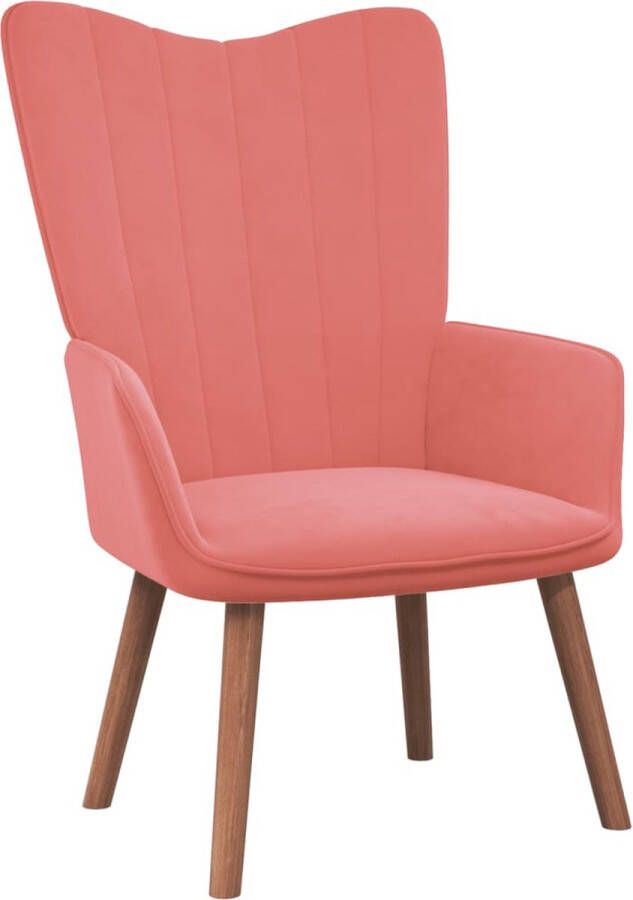 The Living Store Relaxstoel fluweel roze Fauteuil