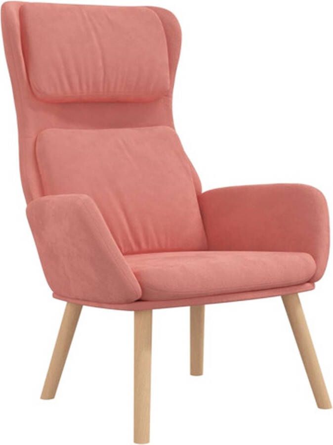 The Living Store Relaxstoel fluweel roze 70 x 77 x 98 cm dik gevoerd - Foto 3