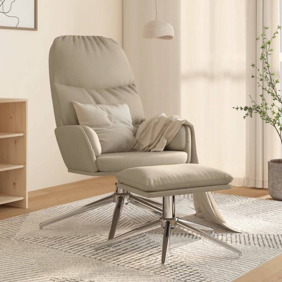 The Living Store Relaxstoel in lichtgrijs 70x77x98 cm 360 graden draaibaar - Foto 2