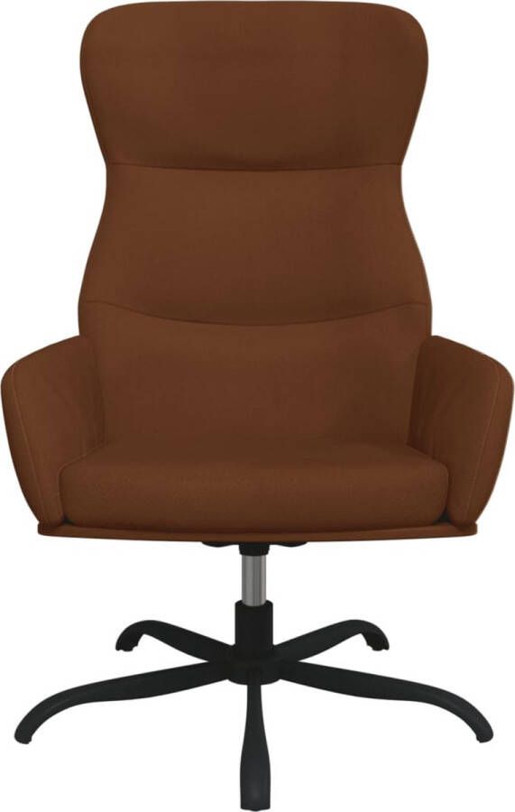 The Living Store Relaxstoel met voetenbank microvezelstof bruin Fauteuil - Foto 2