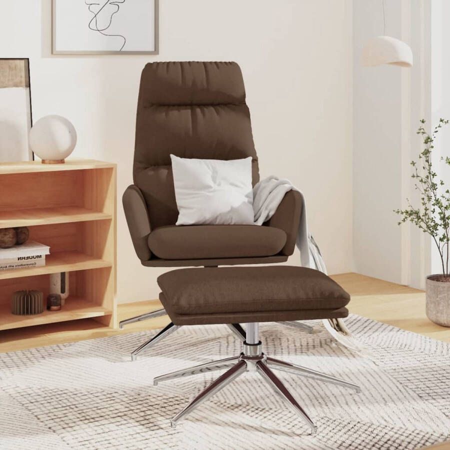 The Living Store Relaxstoel en Voetenbank Bruin 70 x 77 x 98 cm Comfortabel en Stabiel - Foto 2