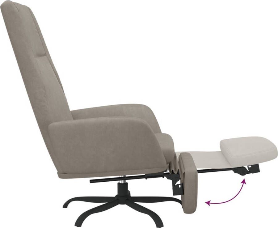 The Living Store Relaxstoel met voetensteun fluweel lichtgrijs Fauteuil - Foto 3