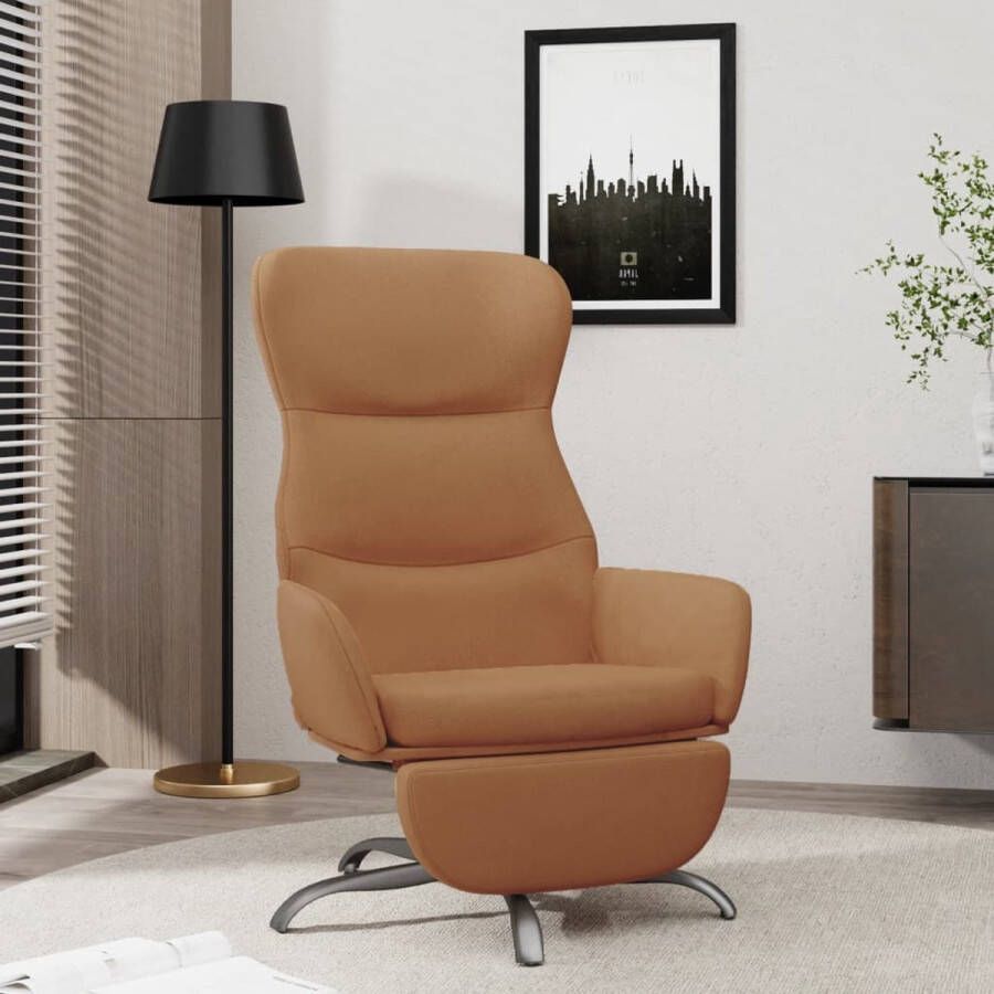 The Living Store Relaxstoel met voetensteun microvezelstof taupe Fauteuil - Foto 2