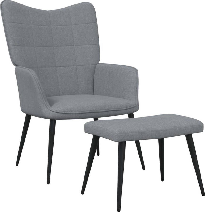 The Living Store Relaxstoel Relaxfauteuil Lichtgrijs 61 x 70 x 96.5 cm Stof staal - Foto 2