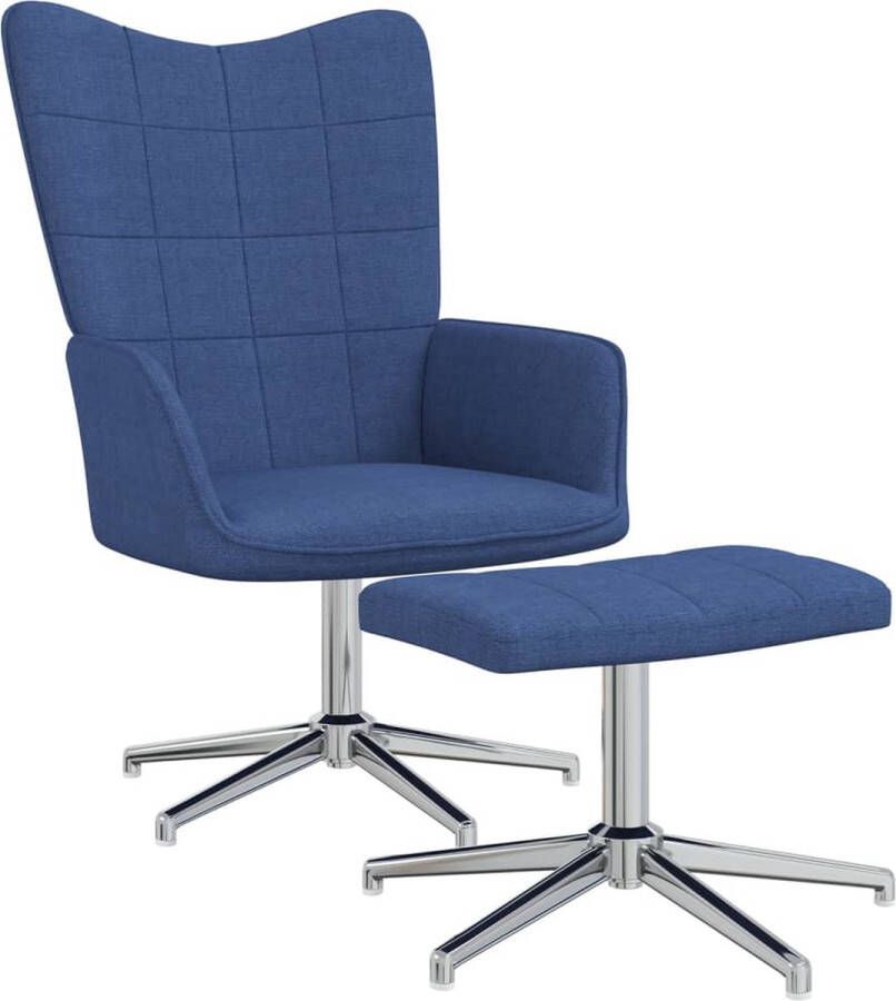 The Living Store Relaxstoel s Fauteuil Blauw 62 x 68 x 98 cm 360 graden draaibaar