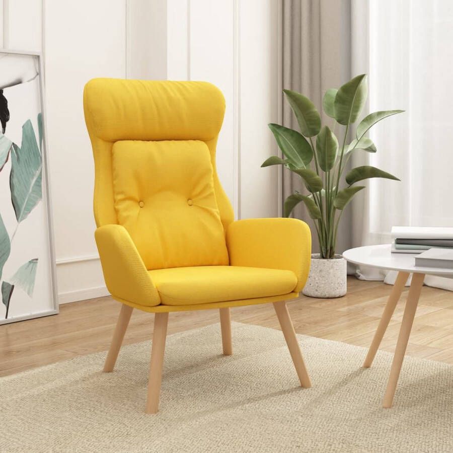 The Living Store Relaxstoel stof mosterdgeel Fauteuil