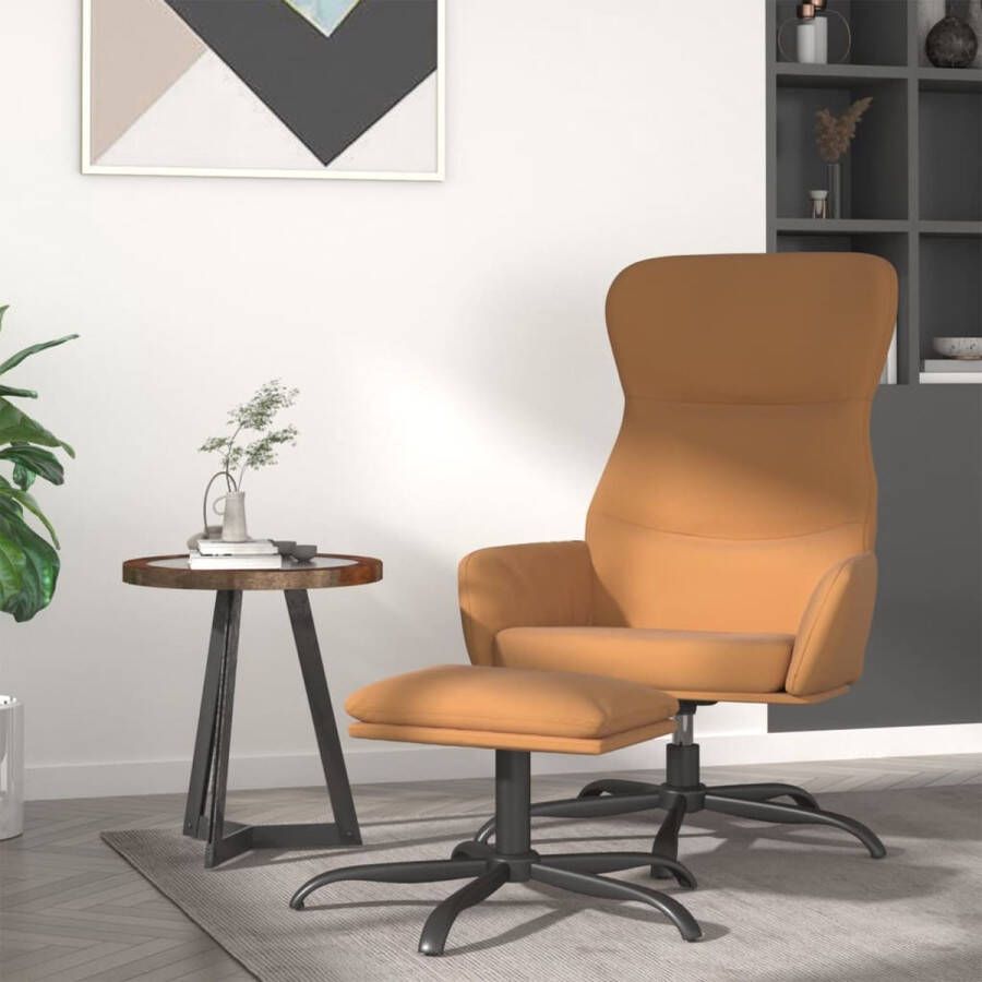 The Living Store Relaxstoel Taupe 70 x 77 x 94 cm Comfortabele stoel met voetenbank - Foto 2