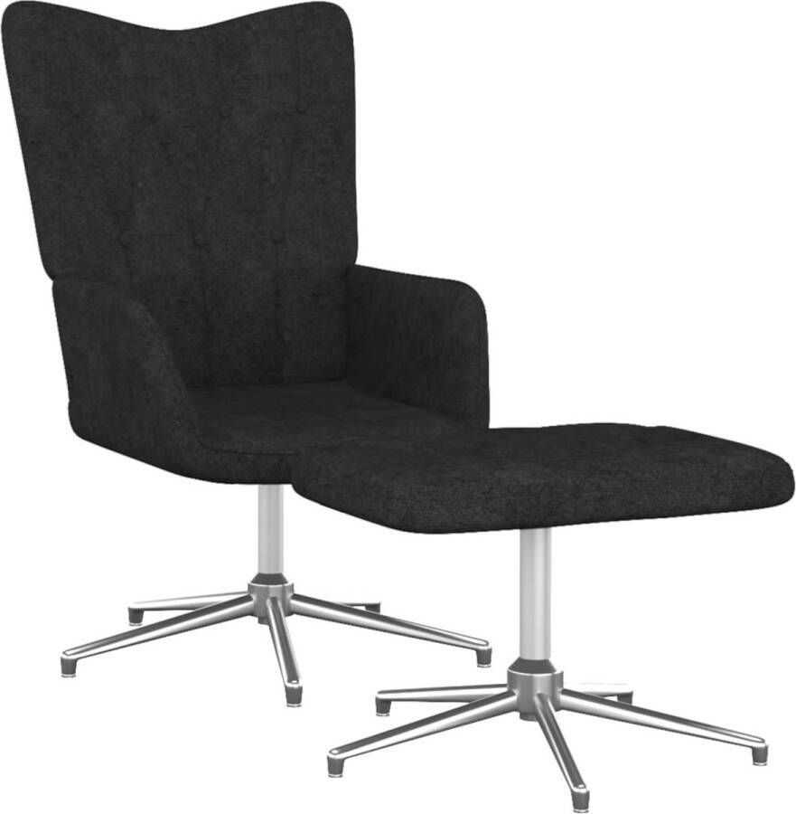 The Living Store Relaxstoel V001 Fauteuils 62x68x98cm Zwart Stof en Staal - Foto 2