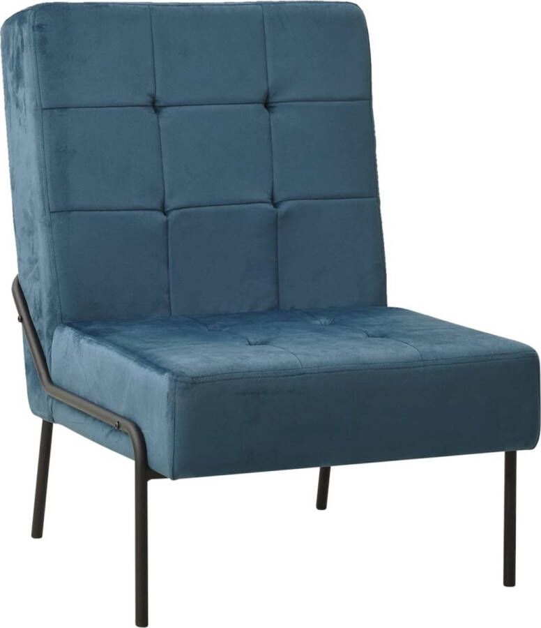 The Living Store Relaxstoel Velvet Blauw Zwart 65x79x87cm Ergonomisch Design - Foto 2