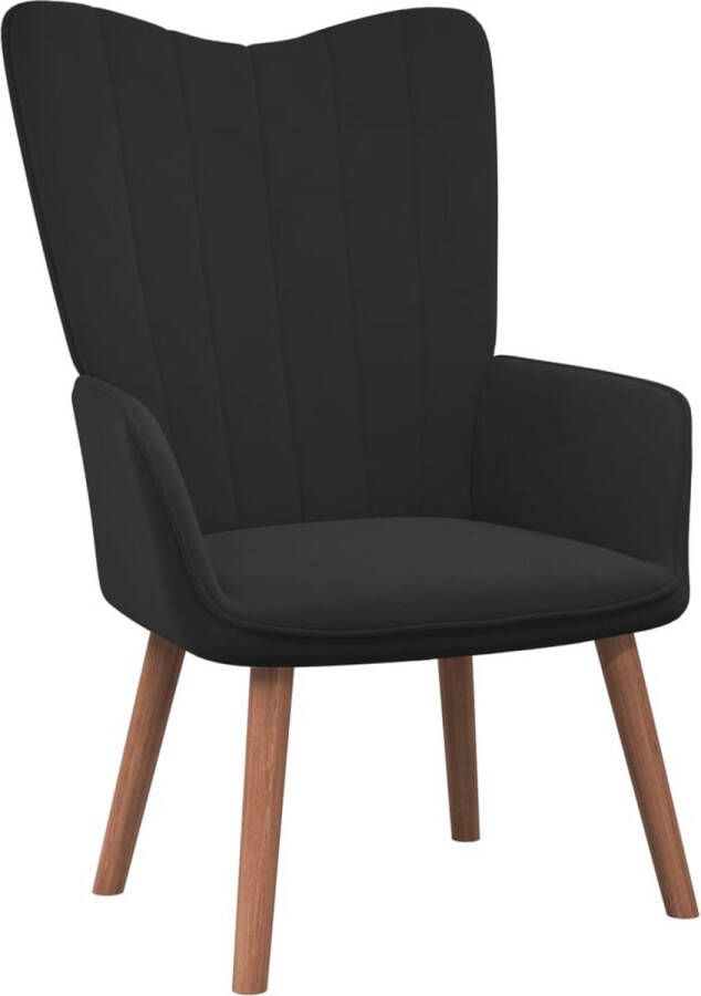 The Living Store Relaxstoel zwart fluweel 61.5 x 69 x 95.5 cm stabiel en duurzaam - Foto 2