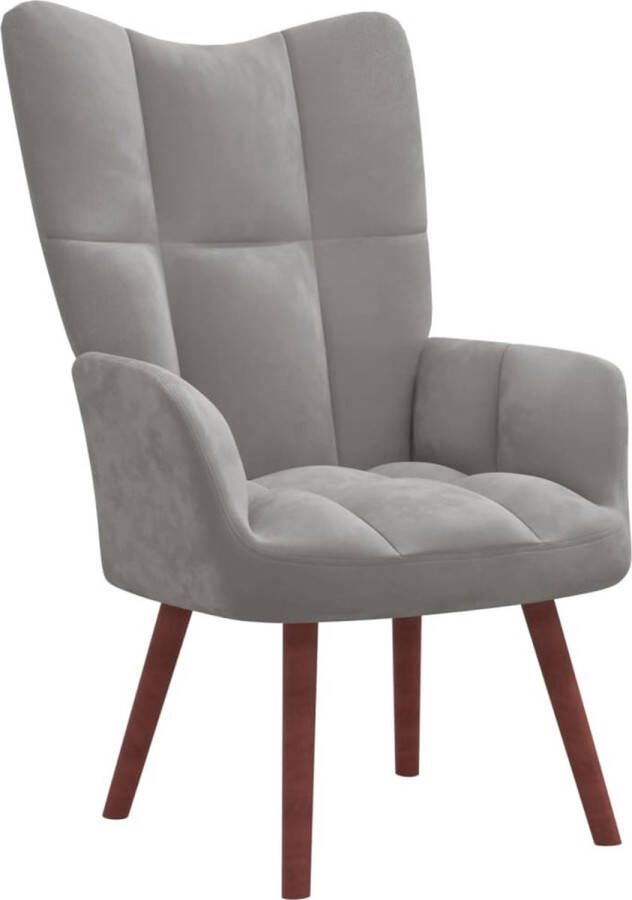 The Living Store Relaxzetel Fluweel Lichtgrijs 61.5 x 69 x 95.5 cm Stalen frame Relaxfauteuil Fluweel Fauteuil Grijze Fauteuil Lounge Stoel Comfortabele Stoel - Foto 4