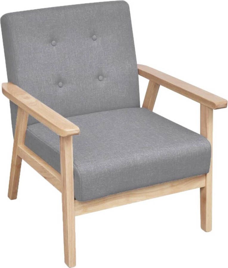 The Living Store Retro Fauteuil Lichtgrijs 64.5 x 67 x 73.5 cm Houten frame Retro Fauteuil Fauteuils Vintage Lounge Stoel Relaxfauteuil Grijze Fauteuil - Foto 2