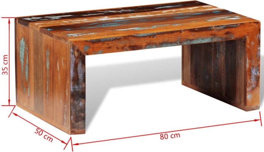 The Living Store Retro Houten Salontafel 80 x 50 x 35 cm Gerecycled Hout - Foto 2
