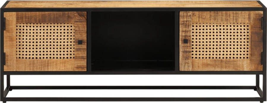 The Living Store Retro tv-kast Mangohout 110 x 30 x 40 cm met 3 schappen - Foto 2