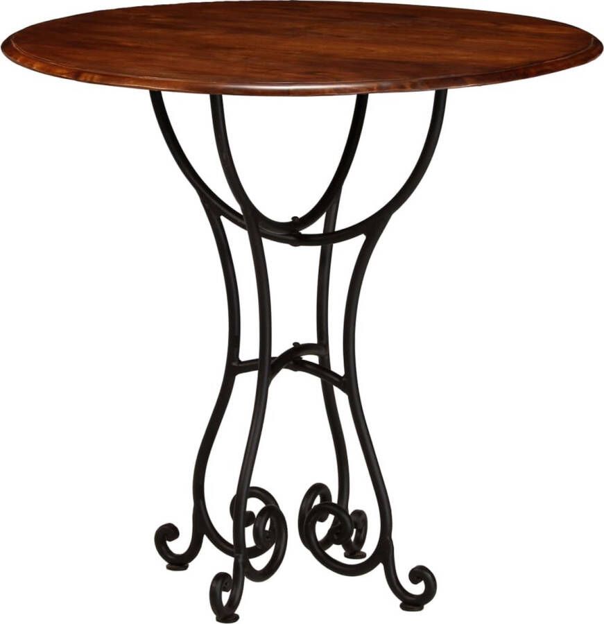 The Living Store Ronde Eetkamertafel Acaciahout 80 x 76 cm Handgemaakt Eetkamertafel Ronde Tafel Acaciatafel Salontafel Houten Tafel - Foto 3