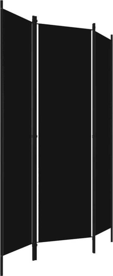 The Living Store Ruimteverdeler 3 panelen 150 x 180 cm Zwart Stof IJzer Kamerscherm Scheidingswand Privacy Screen Ruimtescheider Zwarte Wanddecoratie - Foto 3