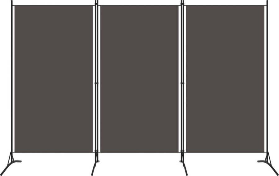 The Living Store Ruimteverdeler 3-panelig 260x180 cm Antraciet Stof gepoedercoat ijzer Kamerscherm Scheidingswand Paravent Privacy Screen Ruimtescheider - Foto 2