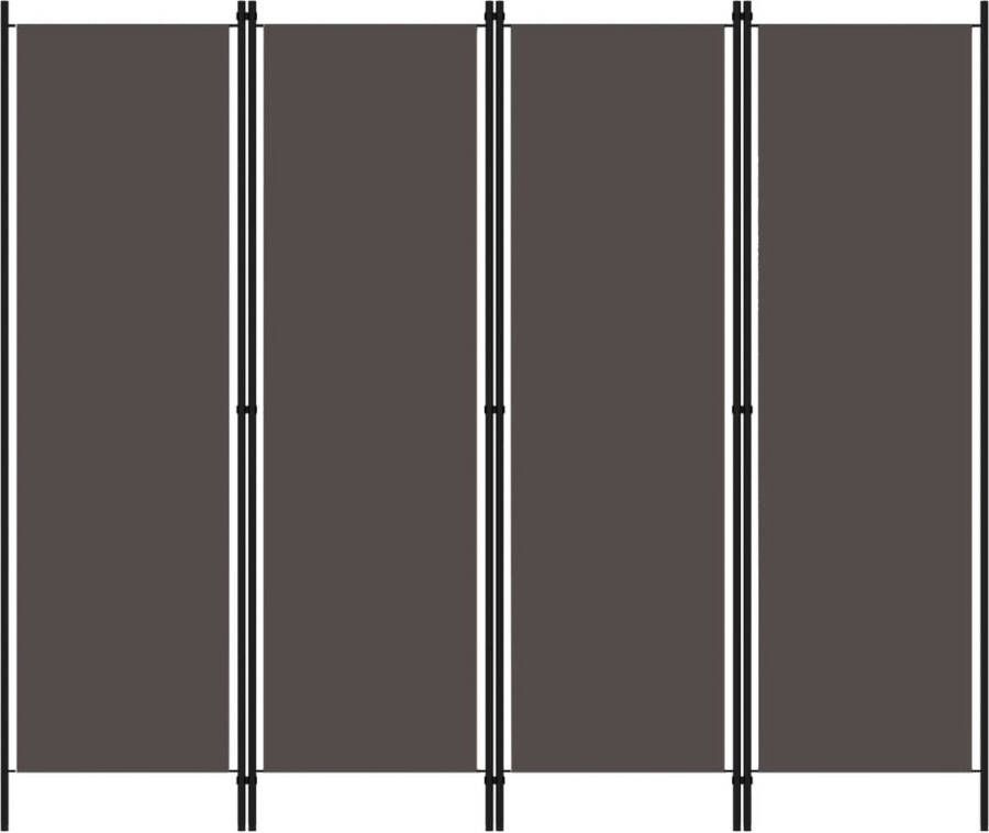 The Living Store Ruimteverdeler 4 panelen 200 x 180 cm Antraciet Gepoedercoat ijzer Stof Kamerscherm Scheidingswand Privacy Screen Ruime Verdeeld Woonaccessoires - Foto 2