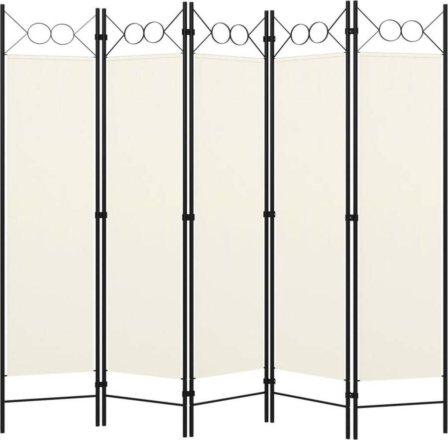 The Living Store Ruimteverdeler 5 panelen 200 x 180 cm Crèmewit Kamerscherm Scheidingswand Paravent Ruimteverdeler Privacy Screen - Foto 2