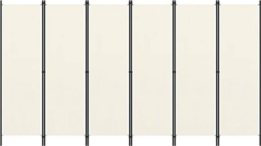 The Living Store Ruimteverdeler 6 panelen 300 x 180 cm Crèmewit Polyester en ijzer Kamerscherm Scheidingswand Privacy Screen Room Divider Paravent - Foto 2