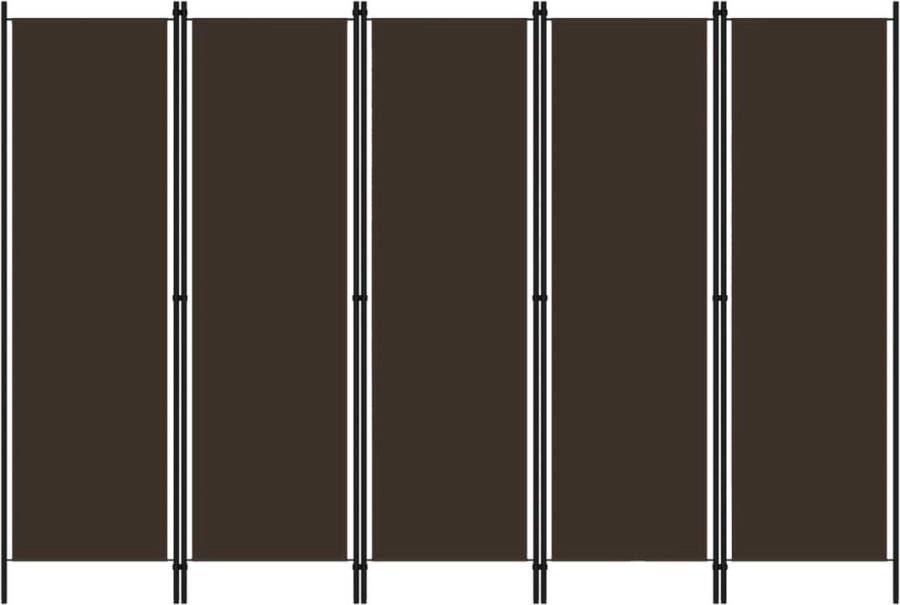The Living Store Ruimteverdeler Bruin 250 x 180 cm Polyester Gepoedercoat ijzer Kamerscherm Scheidingswand Privacy Screen Room Divider Woonaccessoires - Foto 2