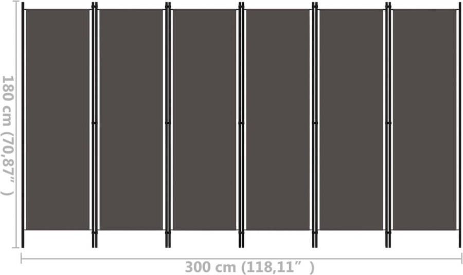 The Living Store Ruimteverdeler Kamerscherm 300x180 cm Antraciet Gepoedercoat ijzer en stof