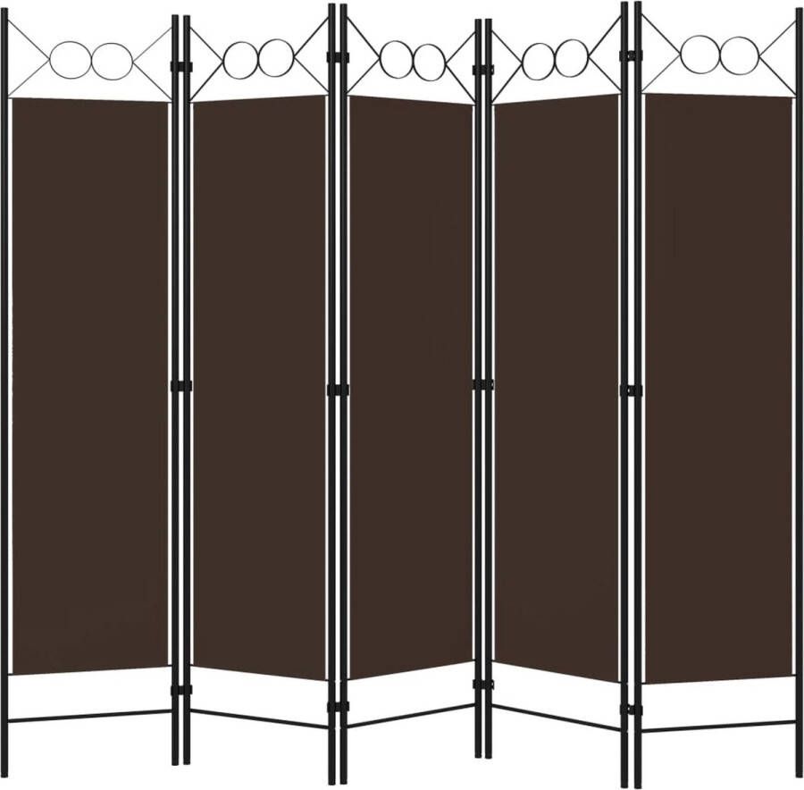 VidaXL The Living Store Ruimteverdeler Vrijstaand Bruin 200 x 180 cm Met 5 panelen - Foto 2
