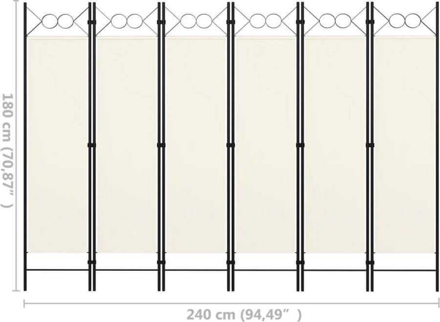 The Living Store Ruimteverdeler vrijstaand kamerscherm 240x180cm crèmewit gepoedercoat ijzer