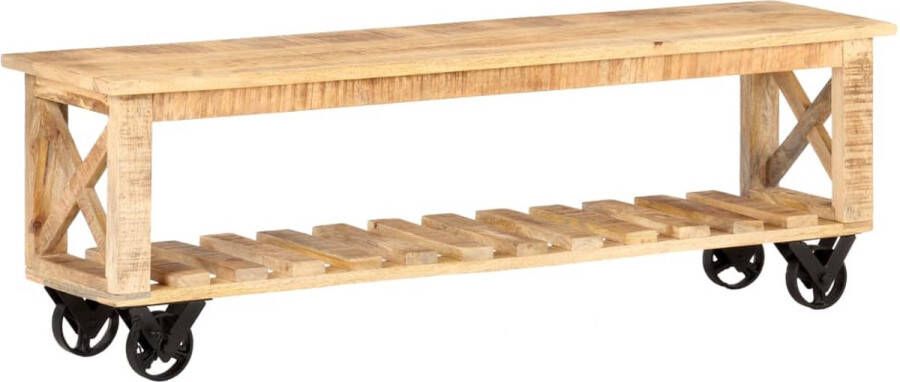 The Living Store Rustieke Houten TV-Kast 130x30x42 cm Massief Ruw Mangohout Vintage Stijl - Foto 2
