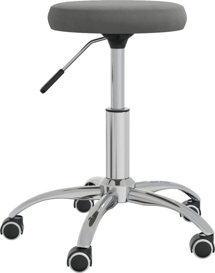 The Living Store Salonkruk fluweel donkergrijs 31 x (42-54) cm draaibaar Massagekruk Salonkruk Fluweelkruk Zachte Kussen Ergonomische Stoel - Foto 3