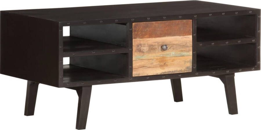 The Living Store Salontafel Vintage Hout 100x50x45cm Met lade en schappen - Foto 2